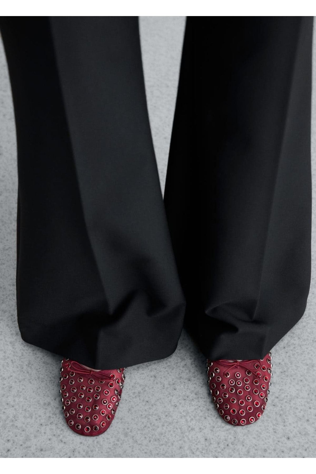 MANGO Woman-Spiked Mesh Ballerinas 6
