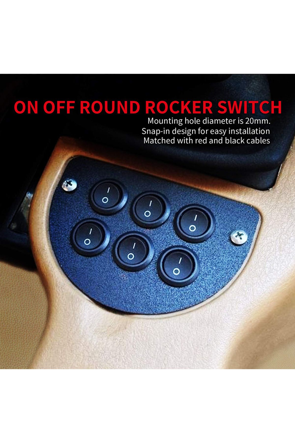 Choice-5/10Pcs ON/OFF Round Rocker Switch MINI Toggle Switch 2 Pin SPST Push Button Switch DC 12V-24V 20... 4
