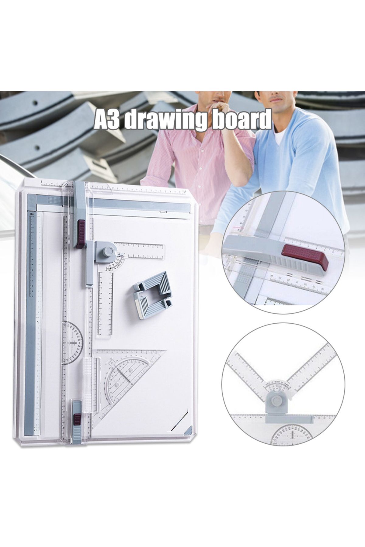 Choice-A3 Drawing Drafting Board Tables With Parallel Motion Unterlagen Angle Measuring System Ruler Kit... 2