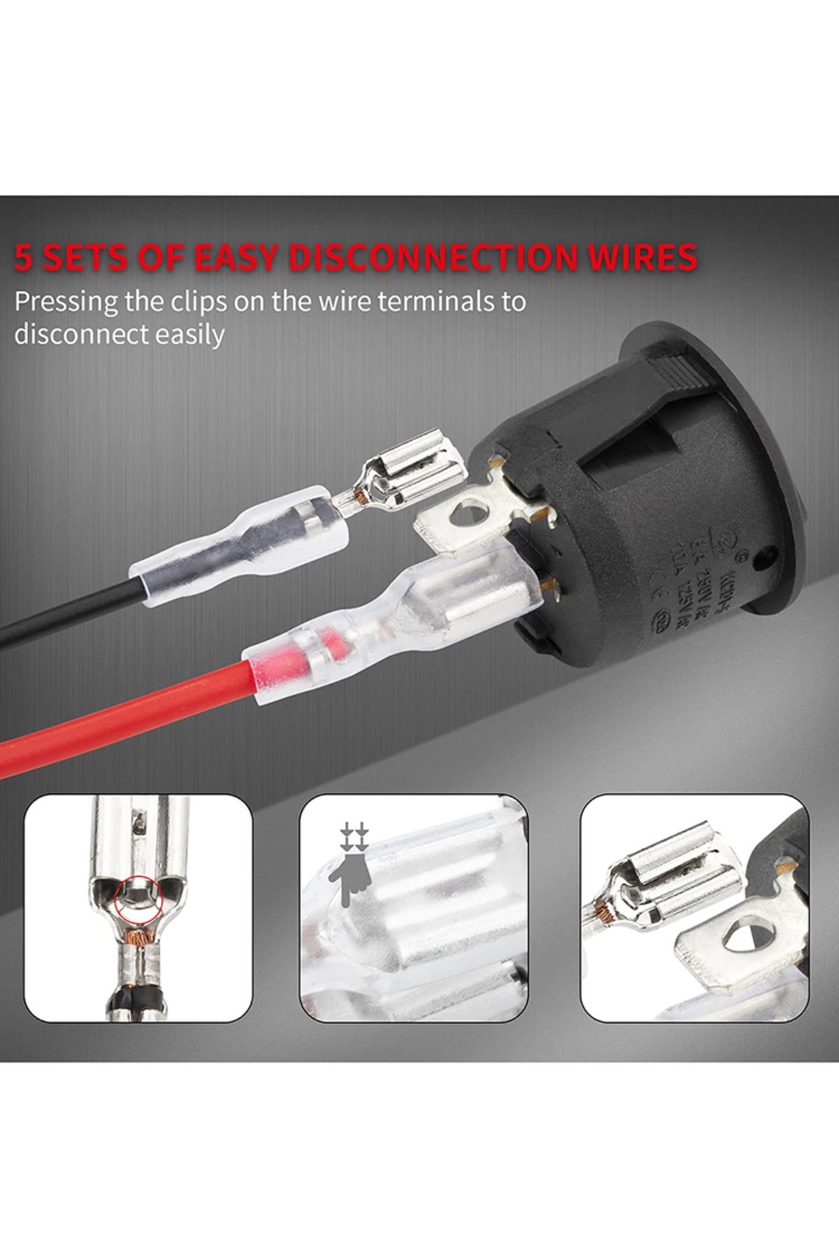 Choice-5/10Pcs ON/OFF Round Rocker Switch MINI Toggle Switch 2 Pin SPST Push Button Switch DC 12V-24V 20... 8