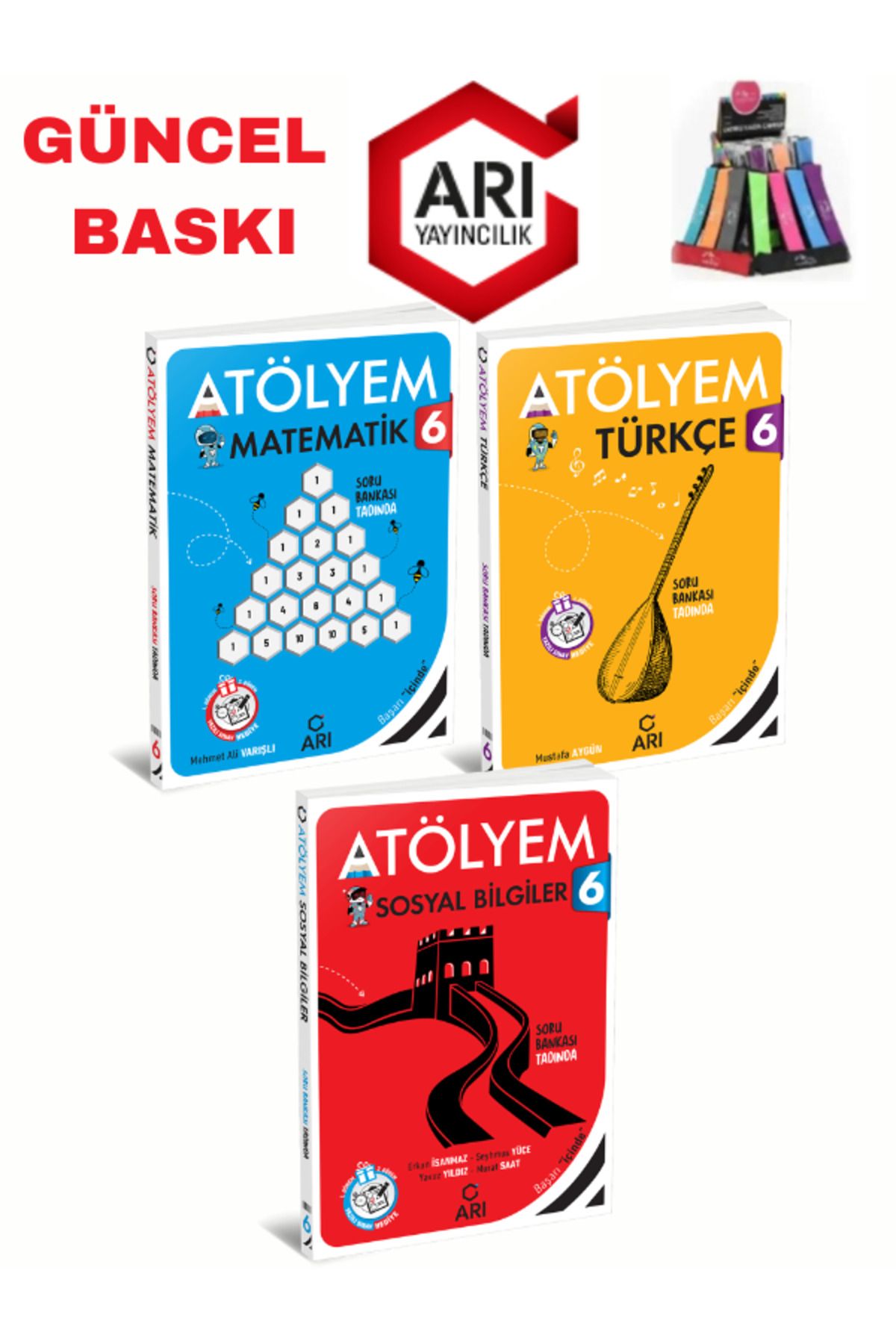 Arı Yayıncılık 2024-2025 Müfredat 6.Sınıf Atölyem Matematik-Türkçe-Sosyal Soru Bankası+Yazılı Eki+Kalemlik