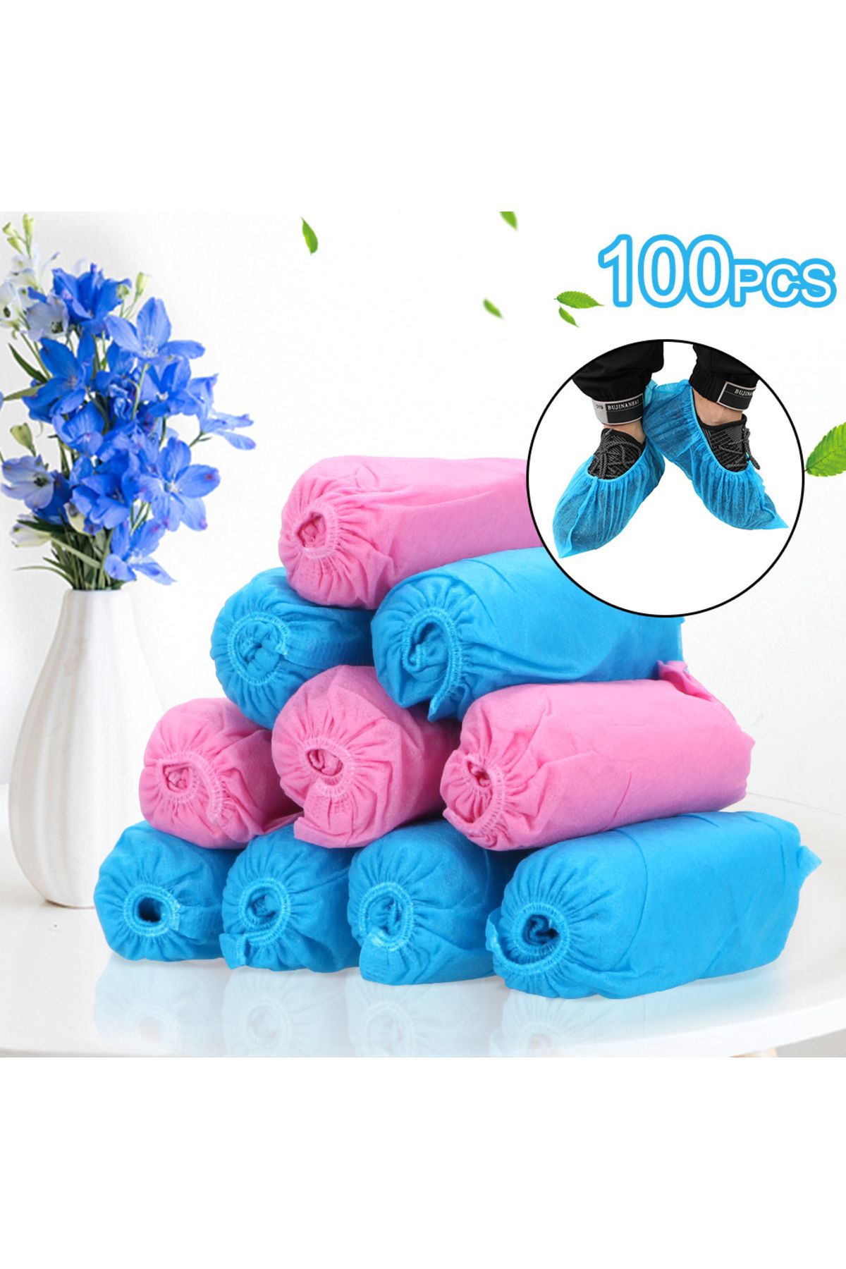 Choice-100PCS Anti-Slip Shoe Covers Elastic Band Breathable Dustproof Disposable Shoe Covers Non-Woven F... 3