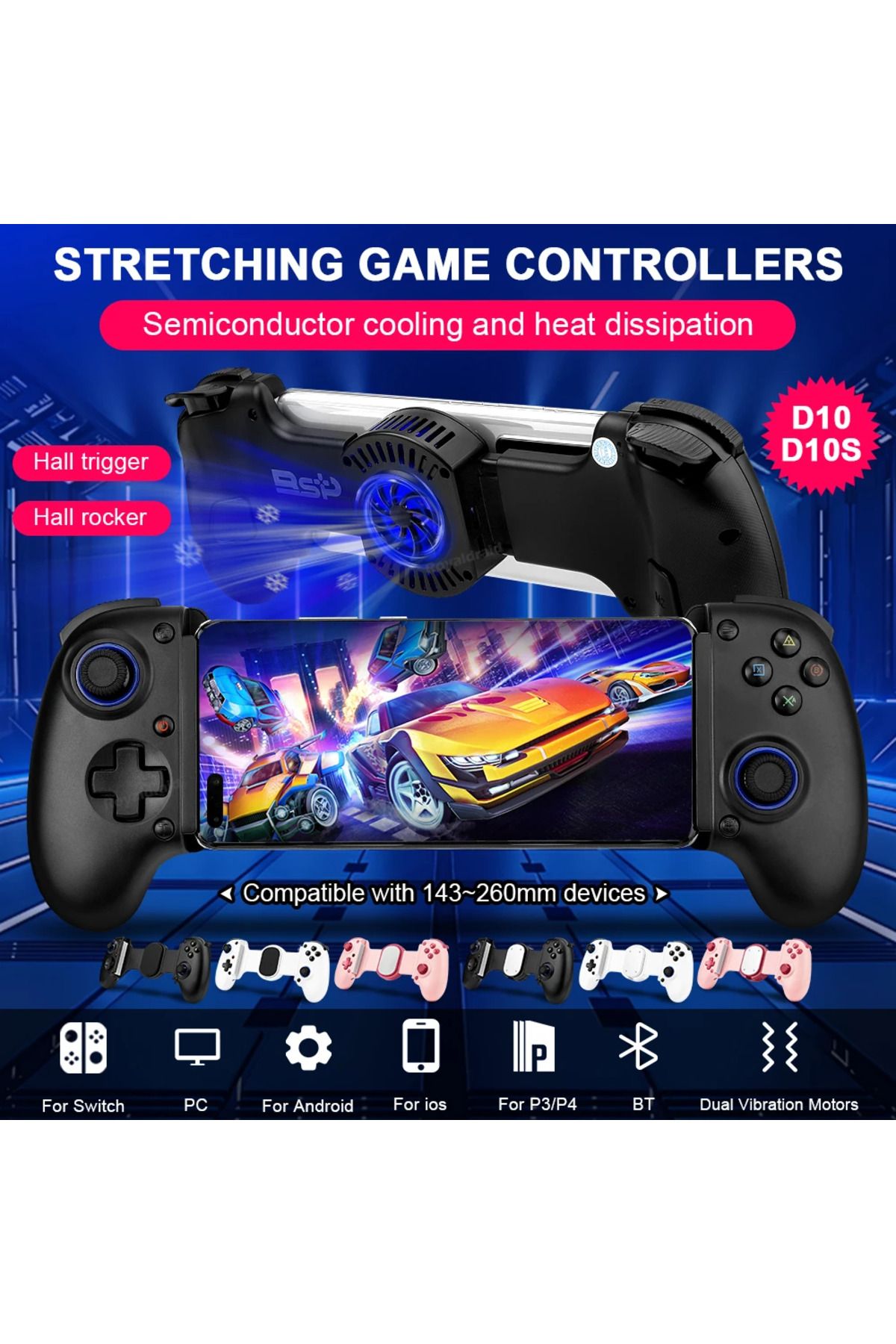 Choice-BSP Stretching Cooling Game Controller D10/D10S For SWITCH/Android For Apple-ios Tablet For PS3/P... 3