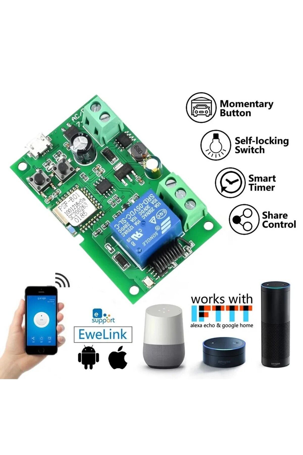 Choice-1CH Ewelink Wifi RF Switch Module Inching Self-Locking DC 5V 7-32V Wireless APP Remote Control Al... 3