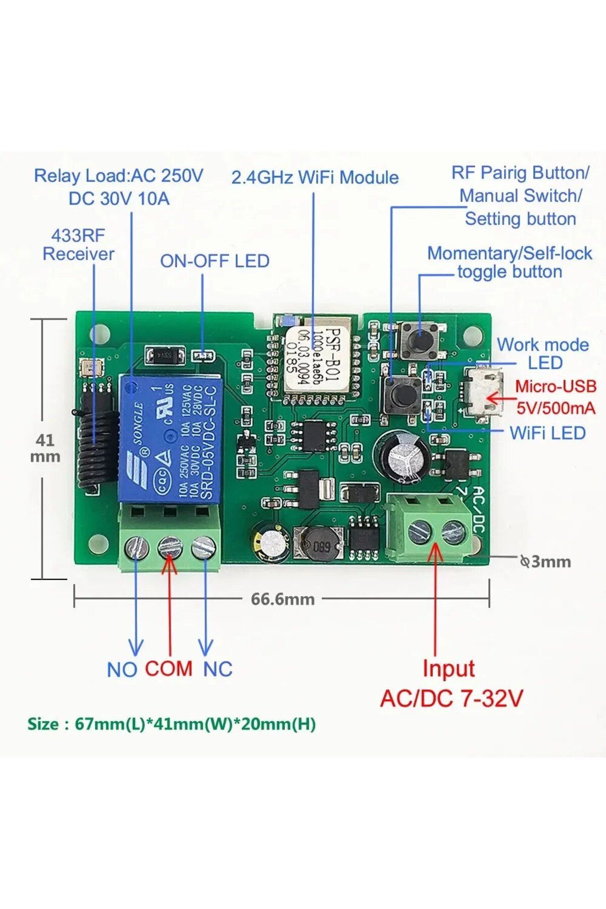 Choice-1CH Ewelink Wifi RF Switch Module Inching Self-Locking DC 5V 7-32V Wireless APP Remote Control Al... 1