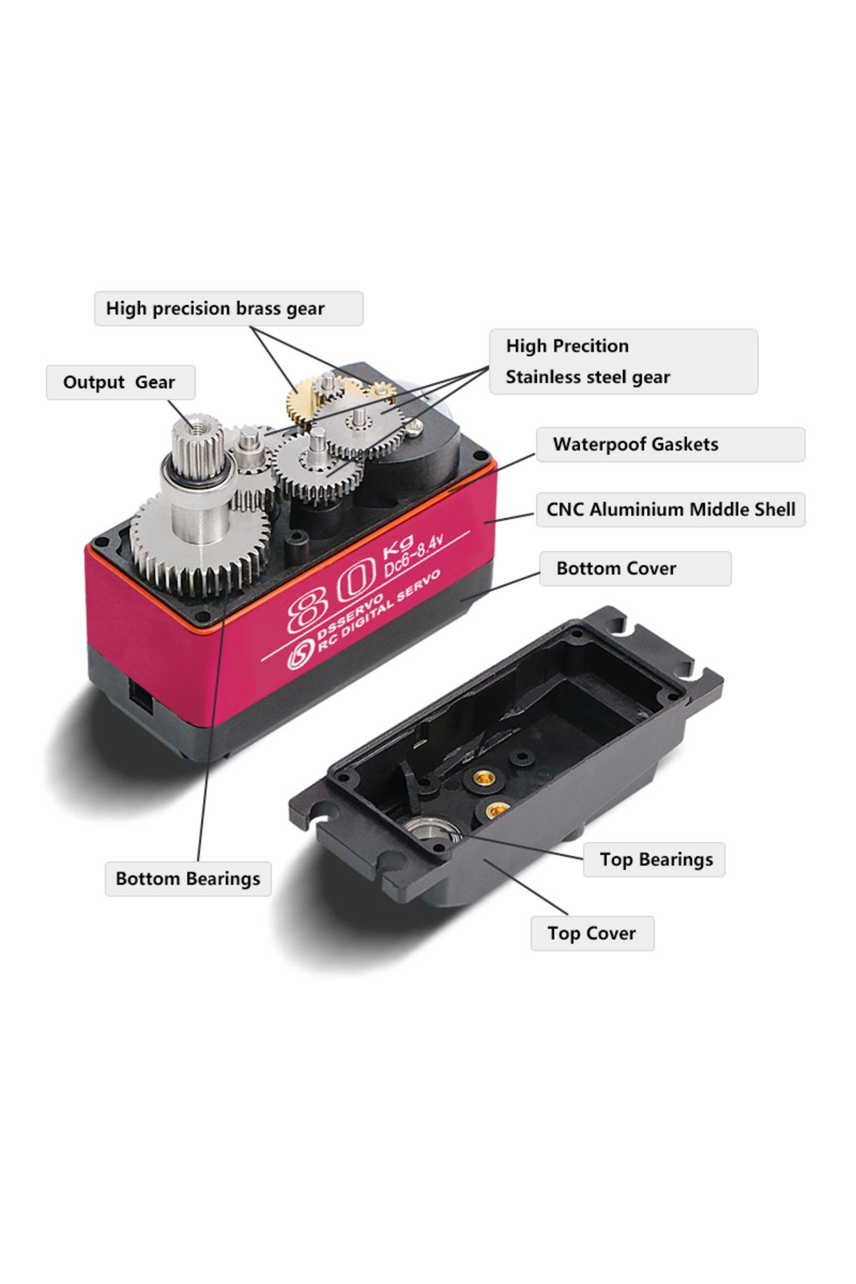 Choice-1X baja 5B servo 80Kg DS5180 high torque Digital Servo for Redcat HPI Baja 5B SS RC servo Car com... 4