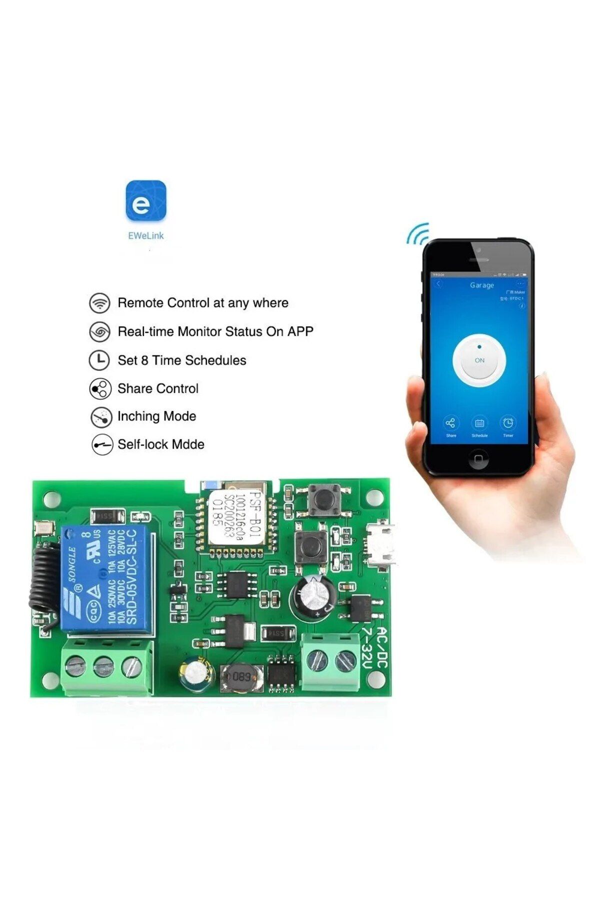 Choice-1CH Ewelink Wifi RF Switch Module Inching Self-Locking DC 5V 7-32V Wireless APP Remote Control Al... 2