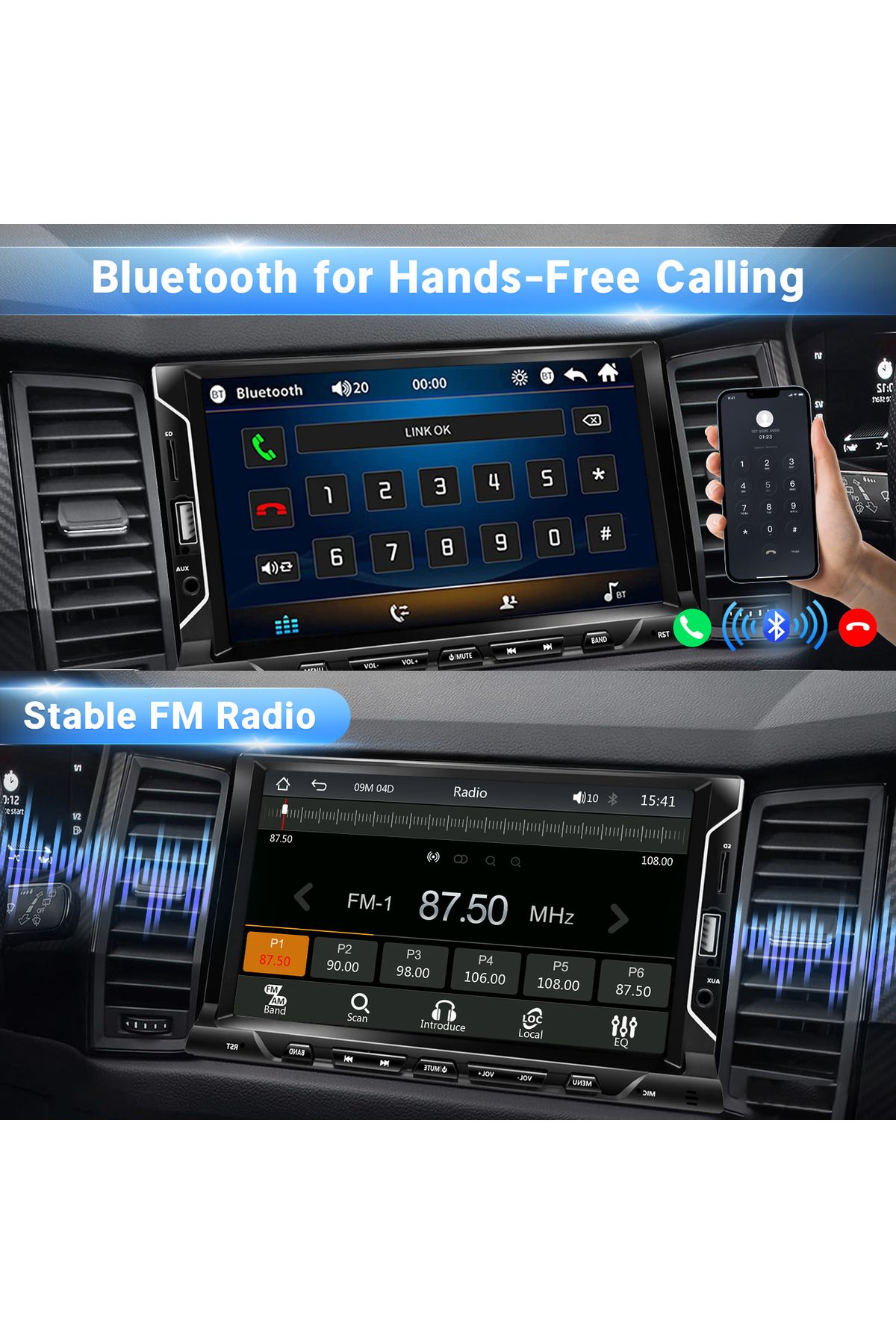 Choice-7 Inch 2 Din Car Radio Touch Screen Universal Car Video Player Support CarPlay & Android Auto wit... 5