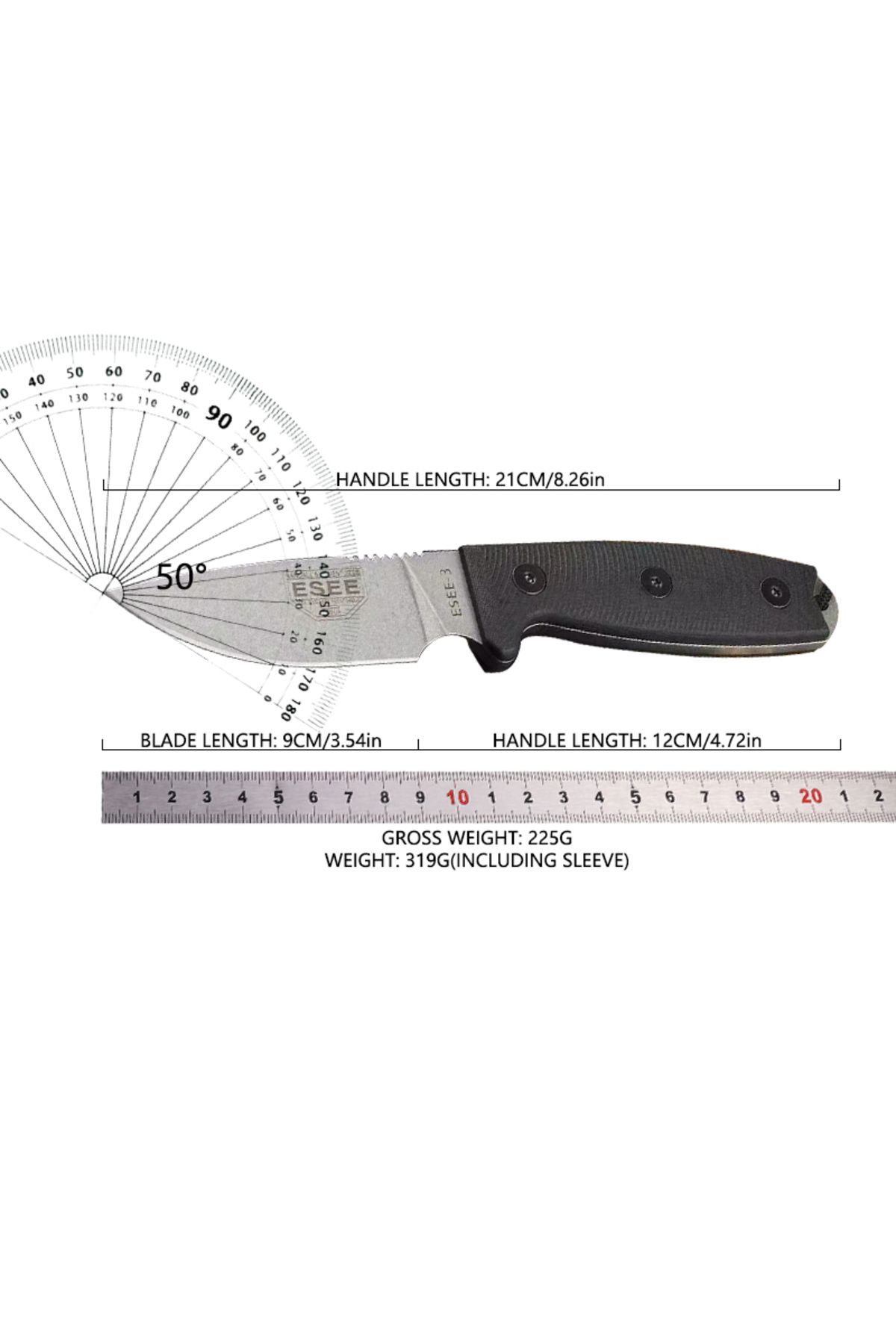 Choice-The ESEE uses a straight blade of S35VN steel with a stone-washed edge and a 3D cut G10 three-dim... 7