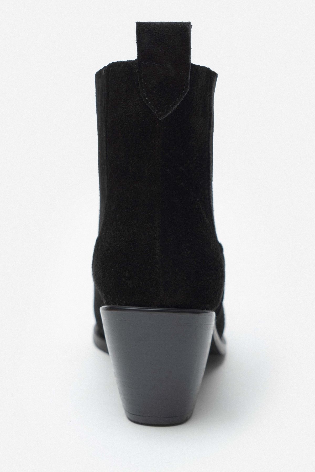 NİŞANTAŞI SHOES-Grim Black Genuine Suede Leather Rubber Detailed Women's Heeled Boots 8