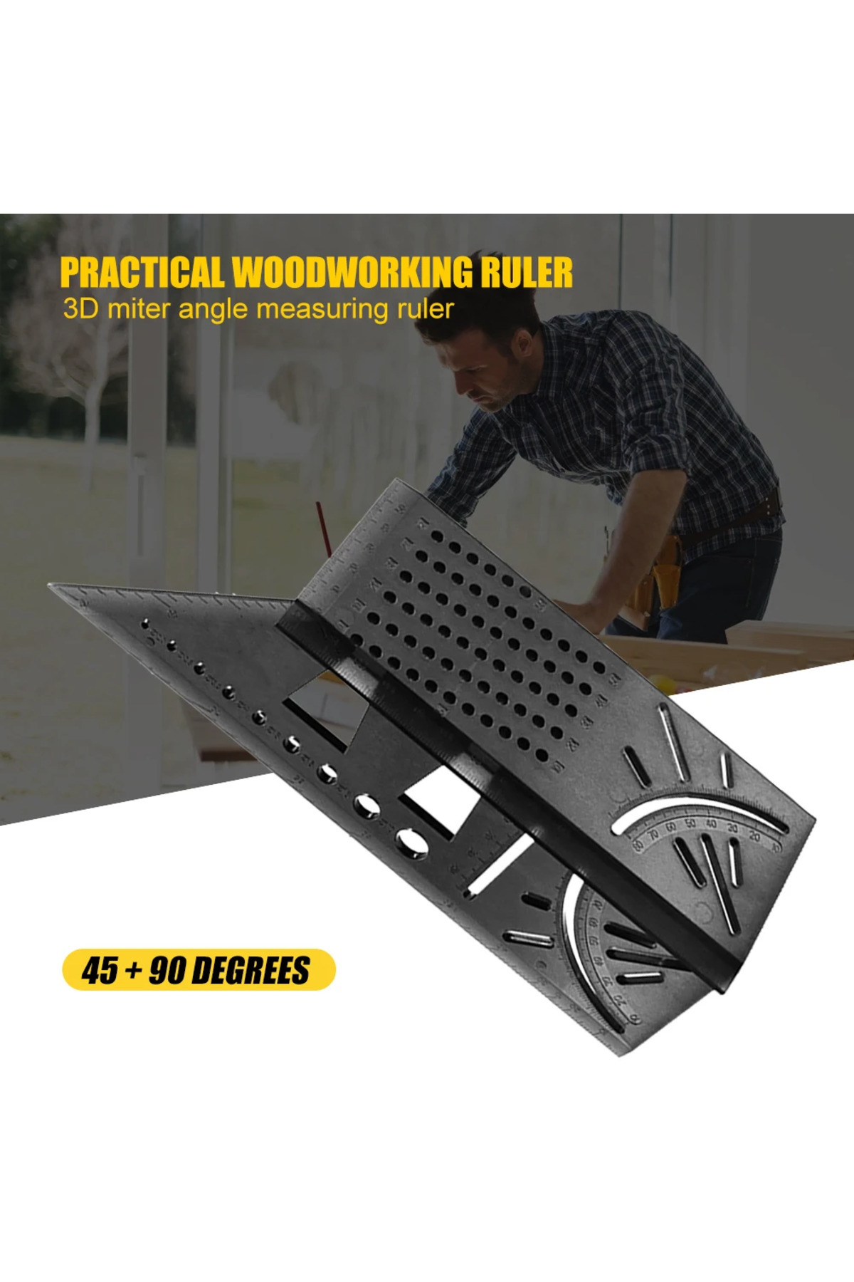 Shunmaii-6/12inch Metric Triangle Ruler Aluminum Alloy Angle Protractor Speed Metric Square Measuring Rule... 1