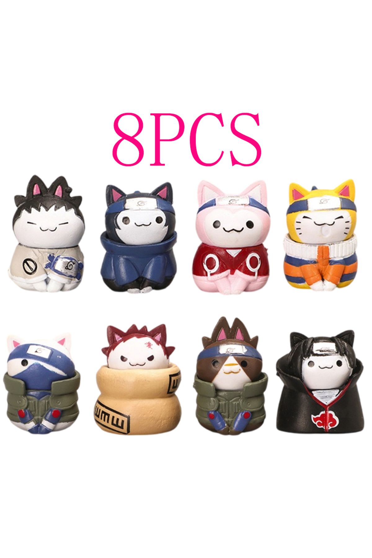 Choice-8Pcs/Lot Anime Cat Naruto PVC Lovely Q Version Doll Gaara Kakashi Action Figurine Desktop Decorat... 1