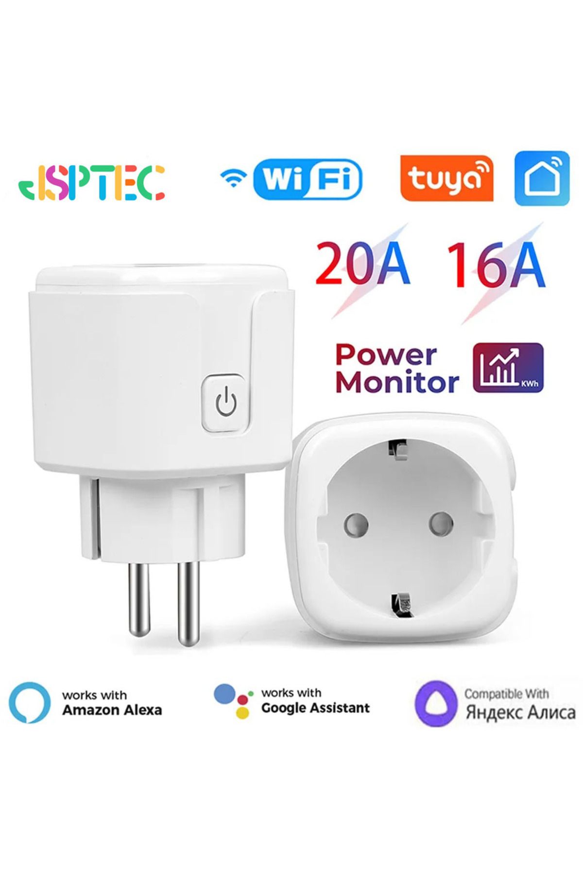 Choice-TUYA 20A Tuya Smart Socket EU16A/20A Wifi Smart Plug With Power Monitoring Smart Life APP Remote Con 8