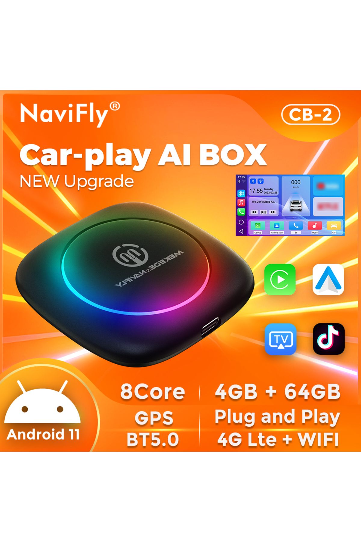 Choice-Navifly Wireless Apple Carplay Android Auto Ai BOX Support YOUTEBE Netflix TikTok Universal For A... 2