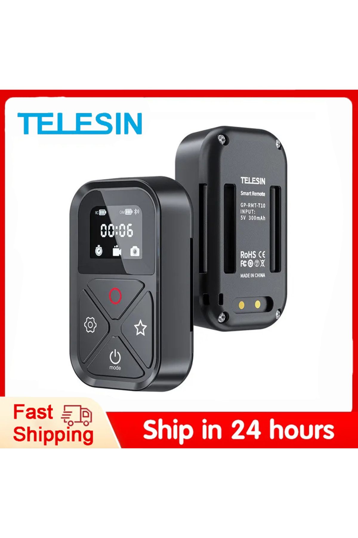 Choice-TELESIN T10 Bluetooth Remote Control For GoPro 80M action Camera Wireless Smart Remote For GoPro ... 1