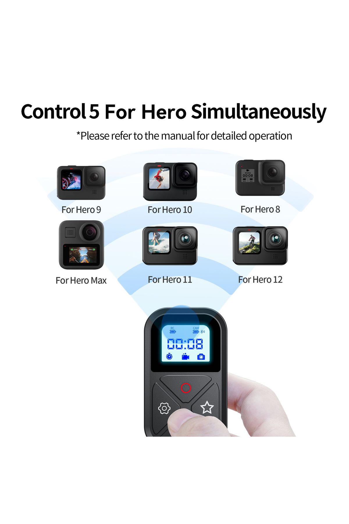 Choice-TELESIN T10 Bluetooth Remote Control For GoPro 80M action Camera Wireless Smart Remote For GoPro ... 3
