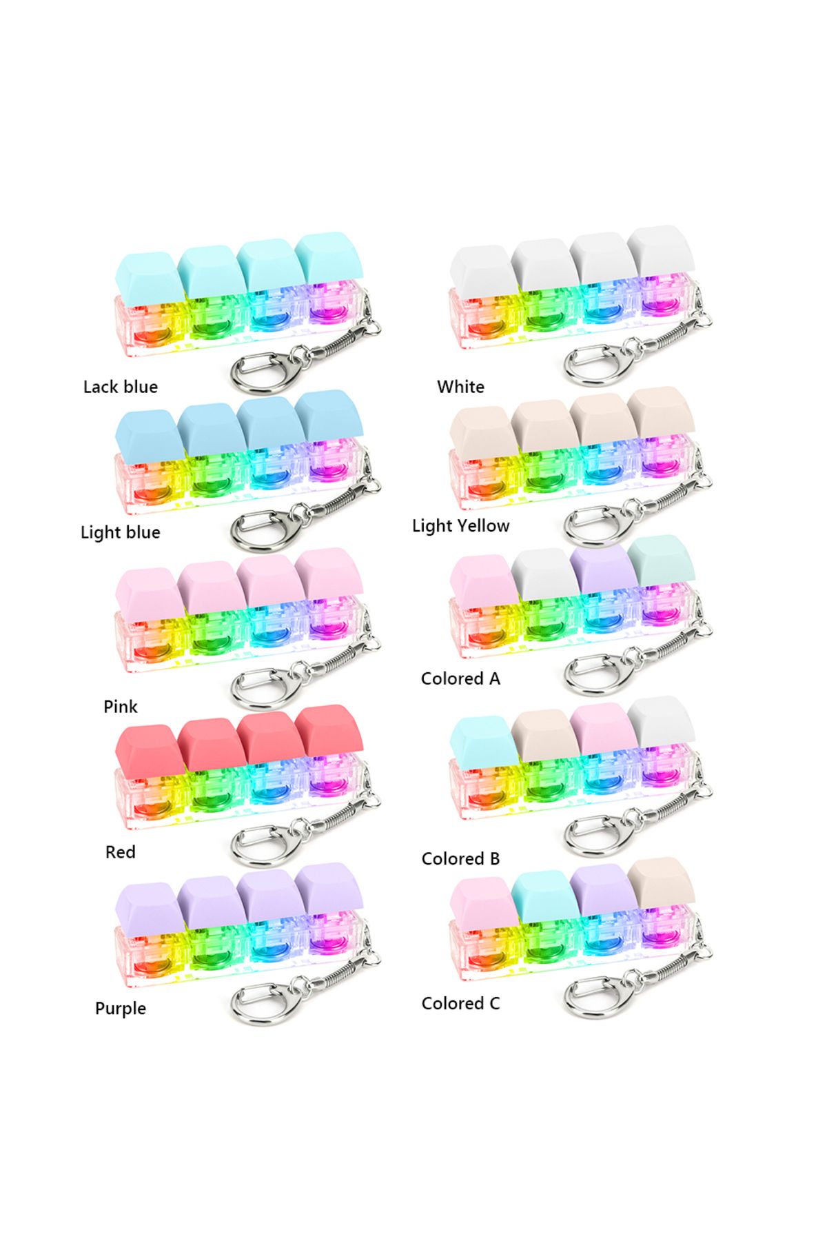 APWIKOGER-Keyboard Fidget Keychain 4 Keys Keyboard Decompression Toys with LED Light Keyboard Clicker Toy B... 2