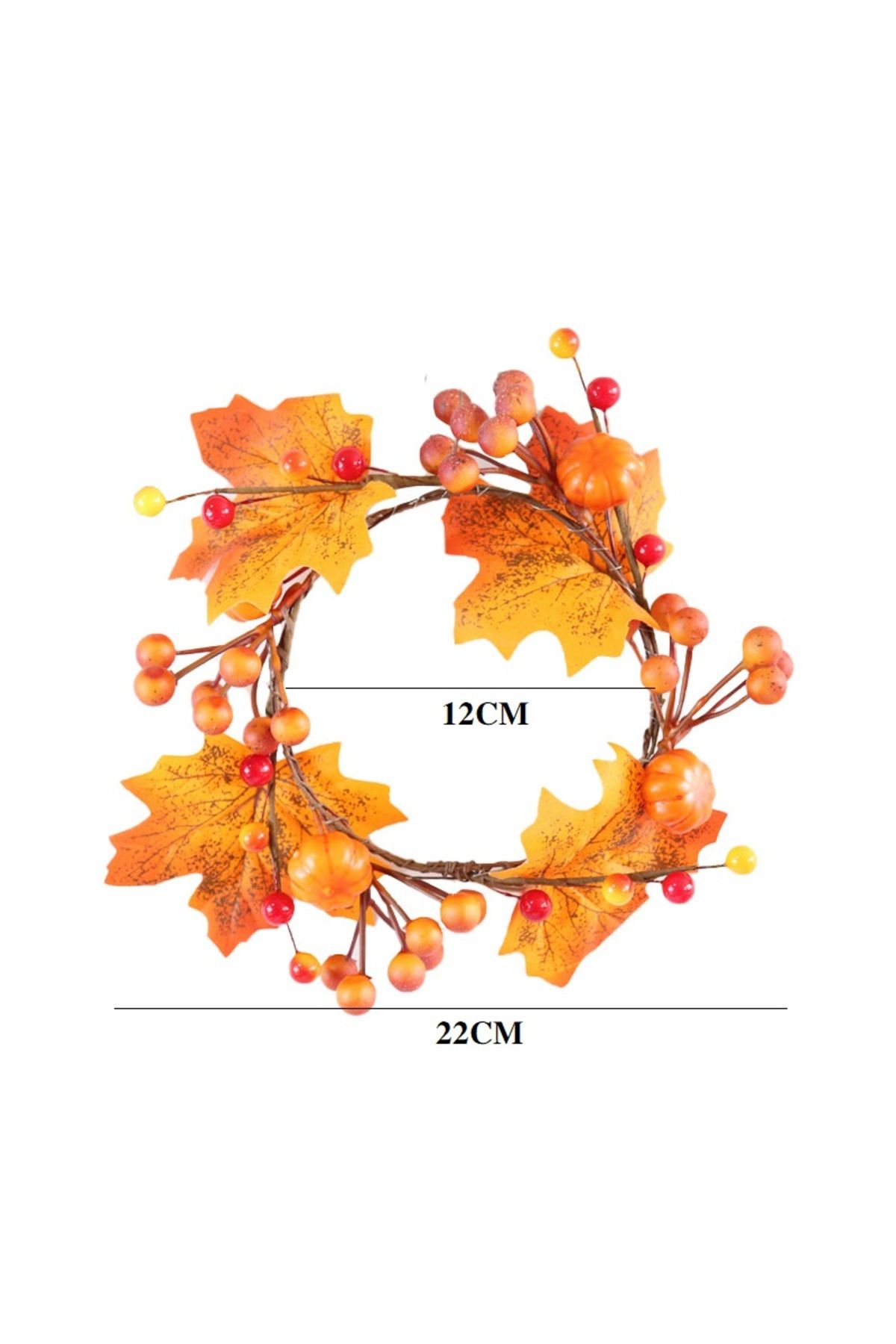 Choice-Simulated Pumpkin Maple Leaf Garland Small Wreath Candle Ring for Halloween Thanksgiving Day Deco... 6