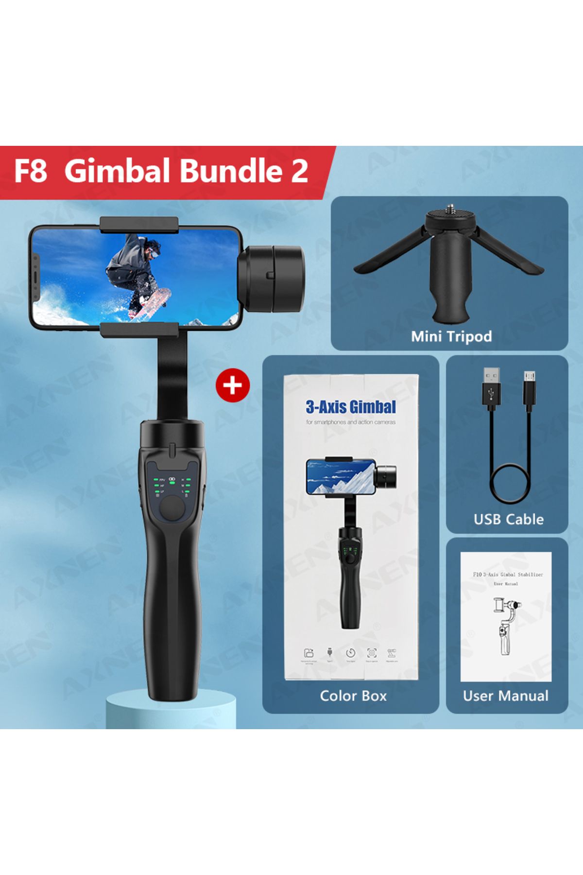 Choice-F8 3-Axis Handheld Gimbal Stabilizer Smartphone Clip, Anti-Shake Video Recording for Android Ipho... 1
