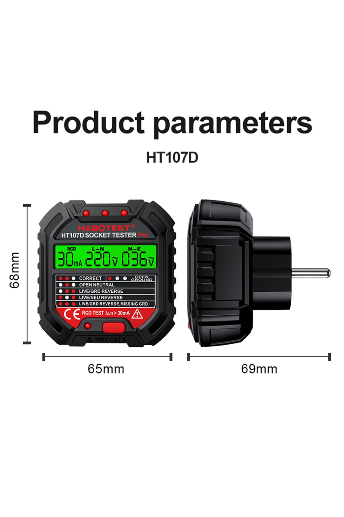 TELEHILL-HT106D HT107D Socket Tester Pro Voltage Test Digital Outlet Socket Detect EU Plug Ground Zero Lin... 3