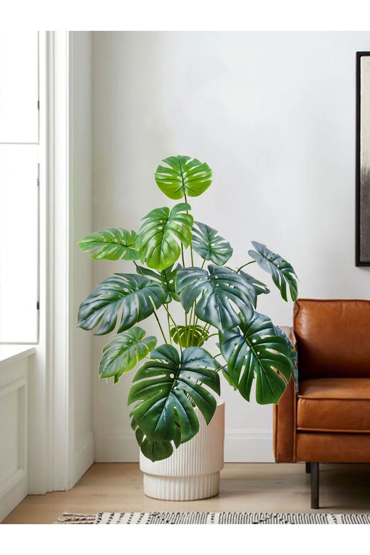 Choice-39.4in(100 cm) Artificial Monstera plastic fake plant pot ornamental festival suitable for home o... 8