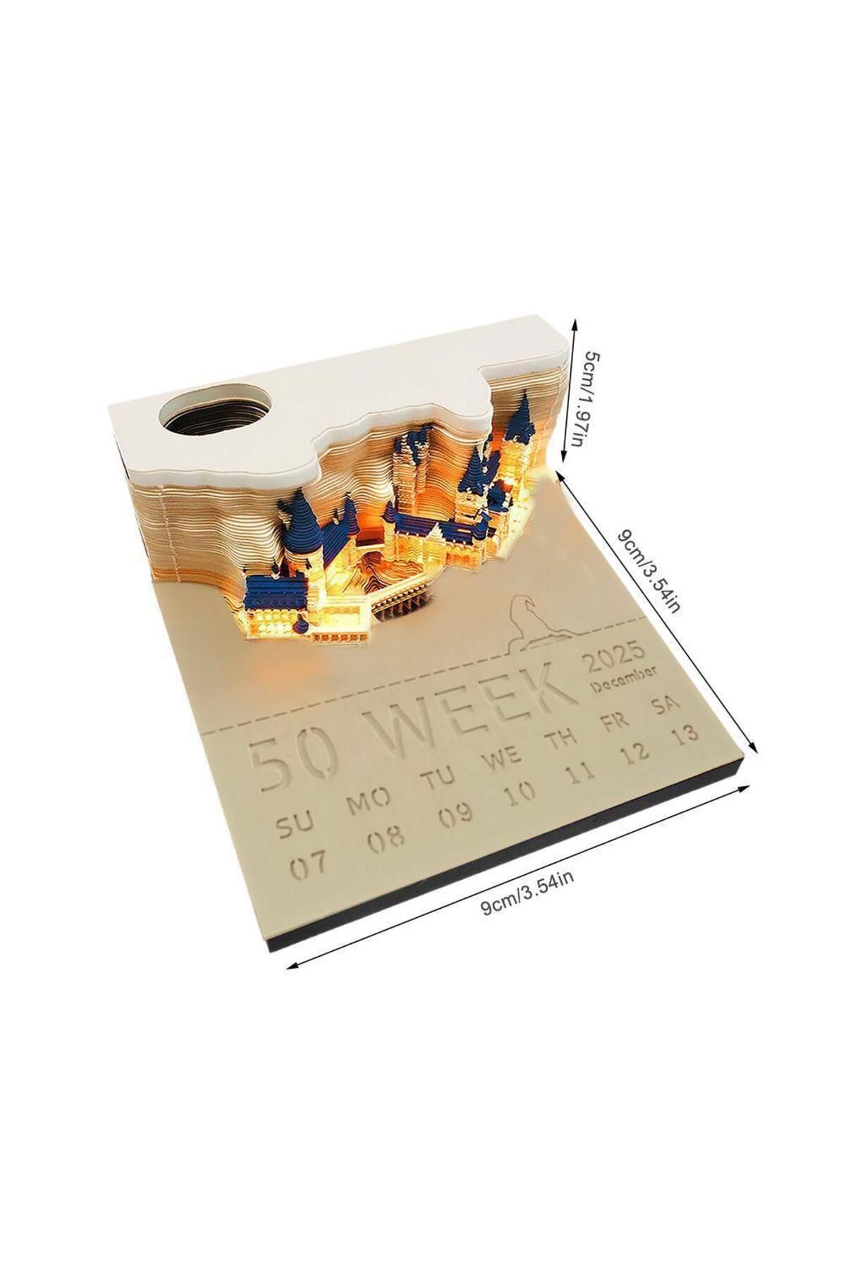 Choice-Magic Castle 3D Notepad 2025 Weekly Calendar with lights Memo Pad Block Notes Note Paper Statione... 7