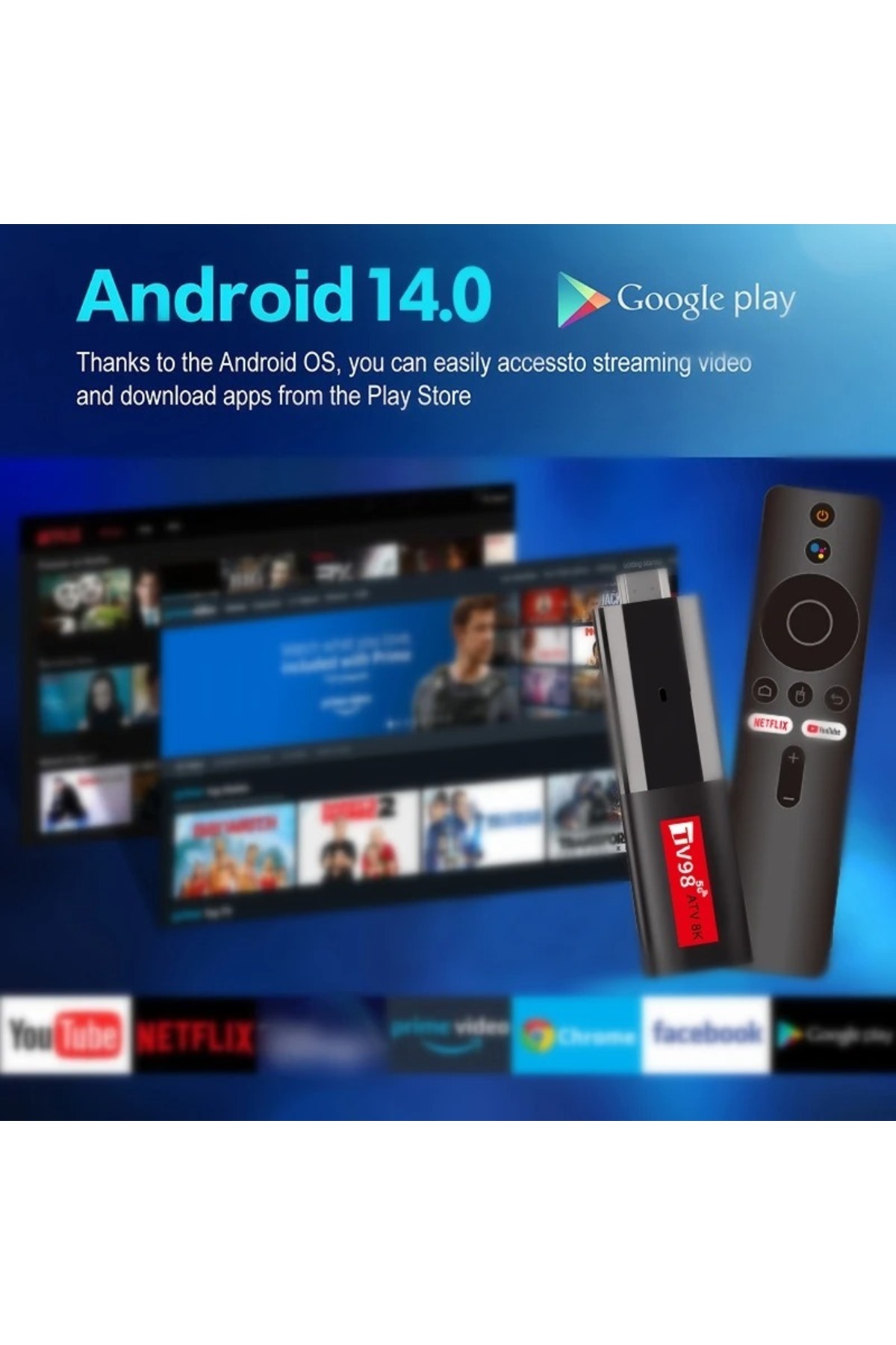 Choice-TV98 ATV Mini TV Stick Android 14 Allwinner H618 Quad Core Cortex A53 Support 8K Video 4K Wifi6 B... 5