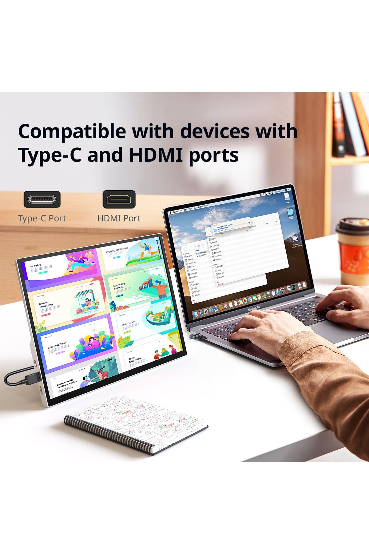 Choice-XIAN WEI 13.5 Inch 3K Portable Monitor 3:2 IPS Office Game External Display Screen USB C For Lapt... 6