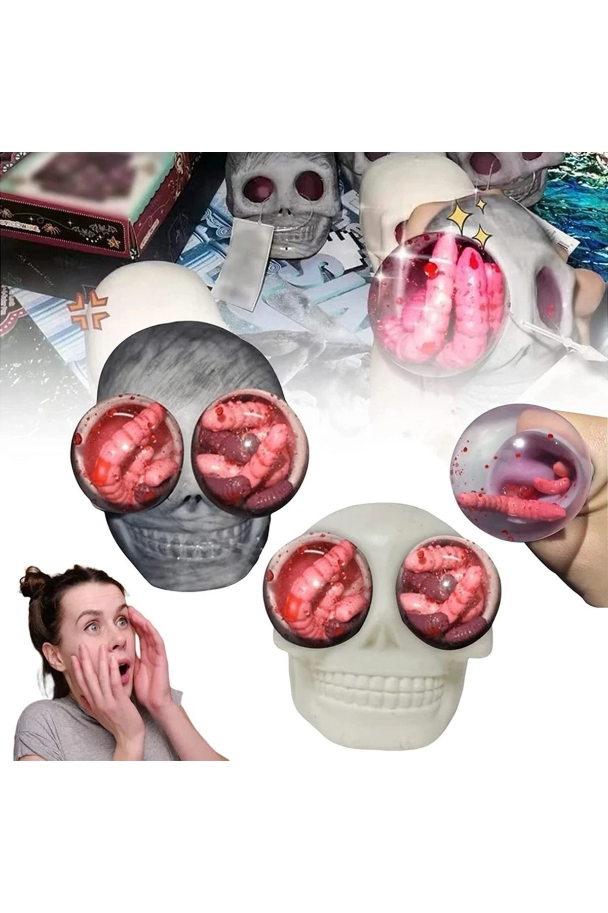 GSF-Funny Gothic Squeeze Skull Toys Squishy Horror Skull Stress Relief Vent Kneading Decompression To... 2