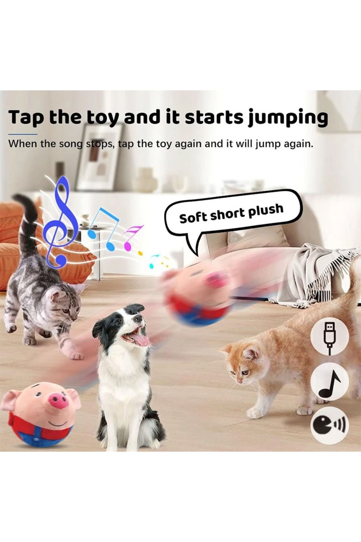 Choice-Jumping Pig Toy Seaweed Pig Jumping Ball Active Moving Pet Plush Toy Bouncing Learn To Talk Sing ... 7