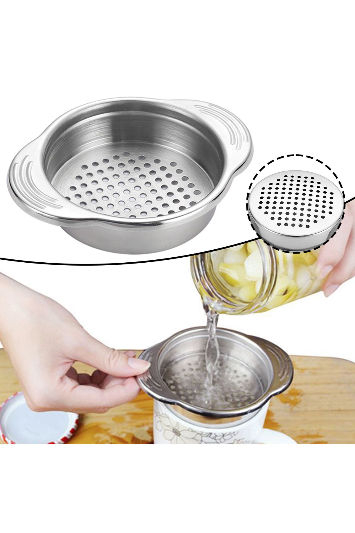 Choice-Stainless Steel Food Can Strainer Sieve Metal Tuna Press Lid Canning Colander Oil Drainer For Kit... 2