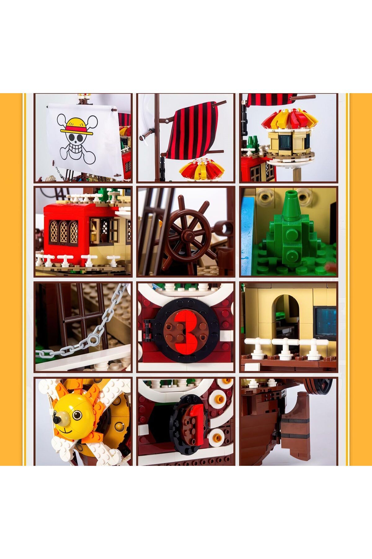 Choice-1484PCS Anime Thousand Sunny Ship Building Block Model MOC Pirate Boat Building Set With LED Ligh... 6