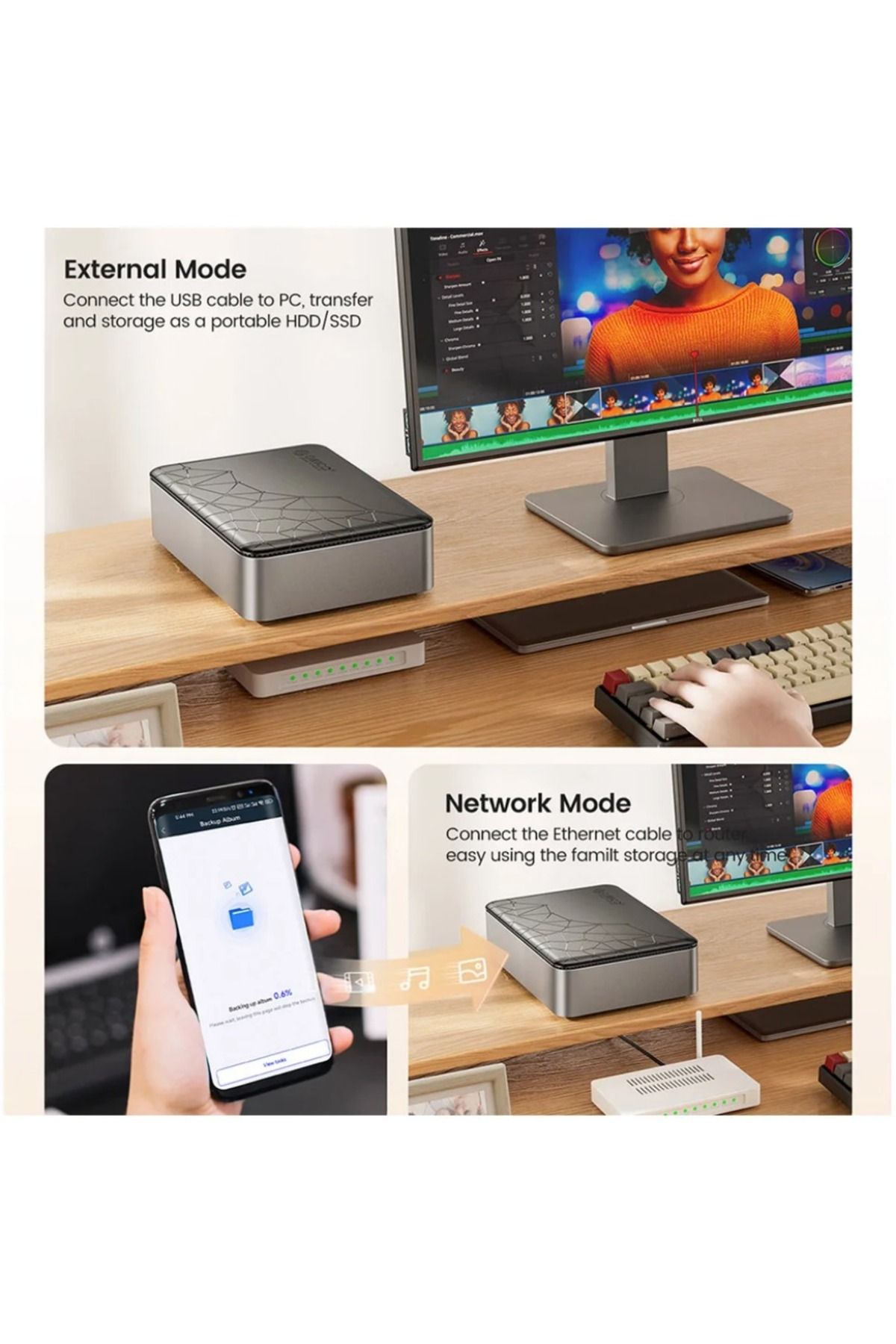 Orico-3.5 inch sata hard drive enclosure nas network hdd storage box usb c hdd disk external cas... 4