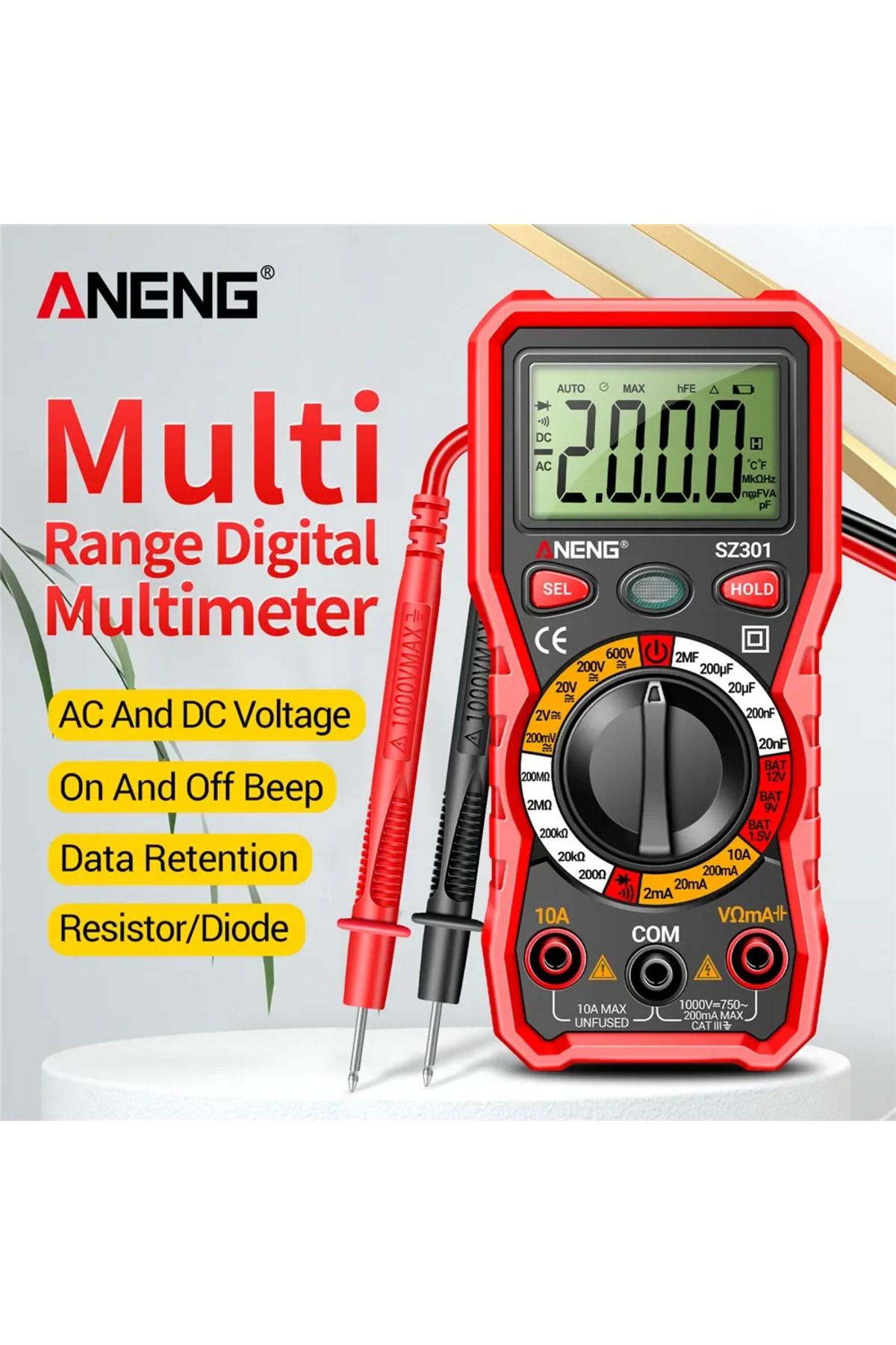 ANENG-SZ301 Digital Multi range Multimeter AC/DC Voltage and Current Automatic Tester Resistance ... 2