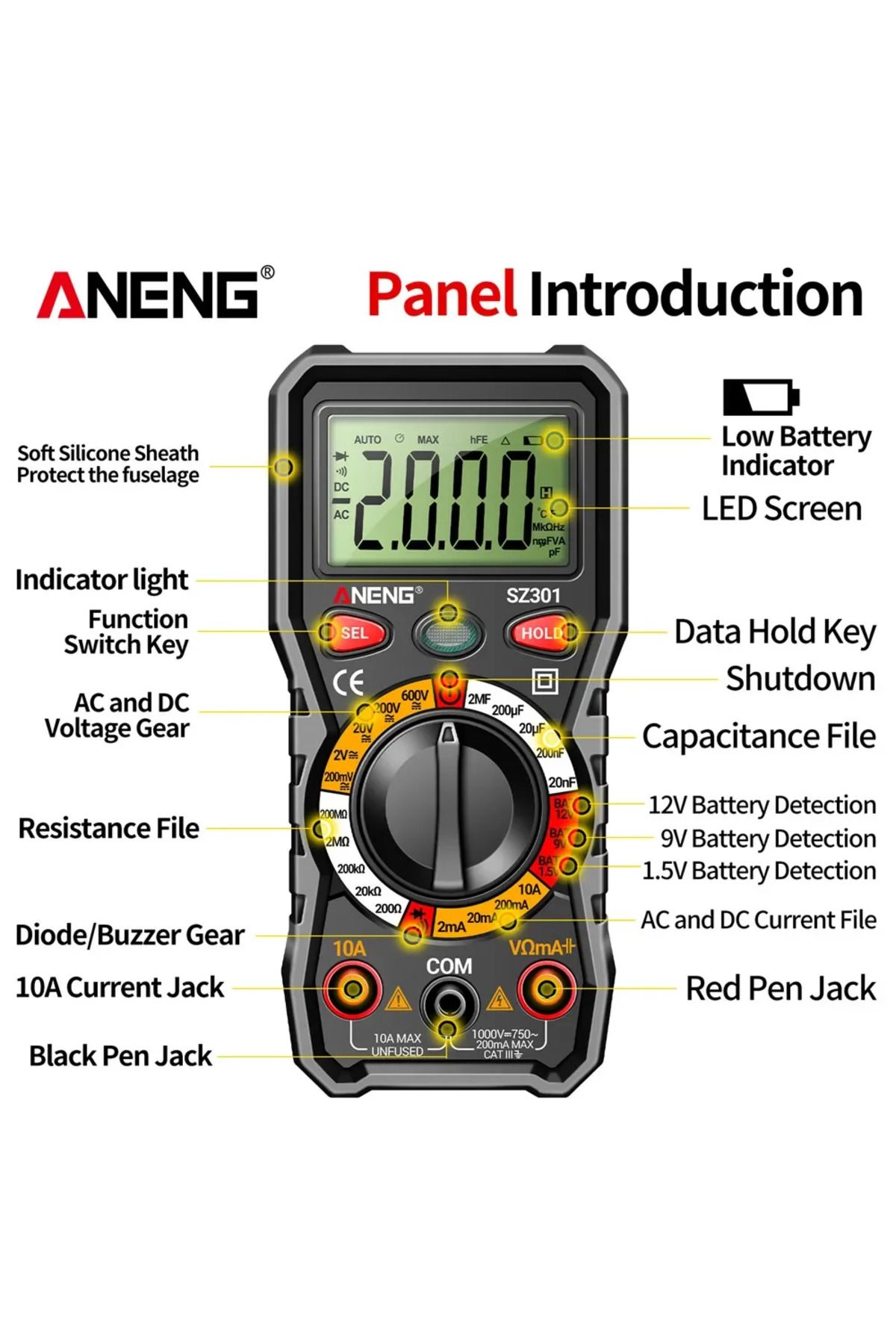 ANENG-SZ301 Digital Multi range Multimeter AC/DC Voltage and Current Automatic Tester Resistance ... 7