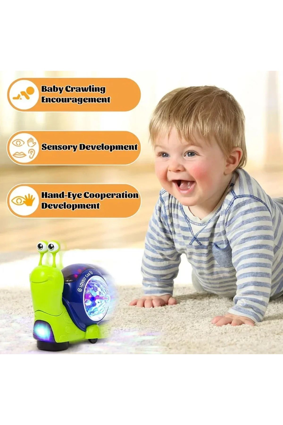 Choice-Crawling Snail Baby Toy,Electric Snail Walking Toy withl Music& Light,Tummy Time Crawling Toys fo... 6