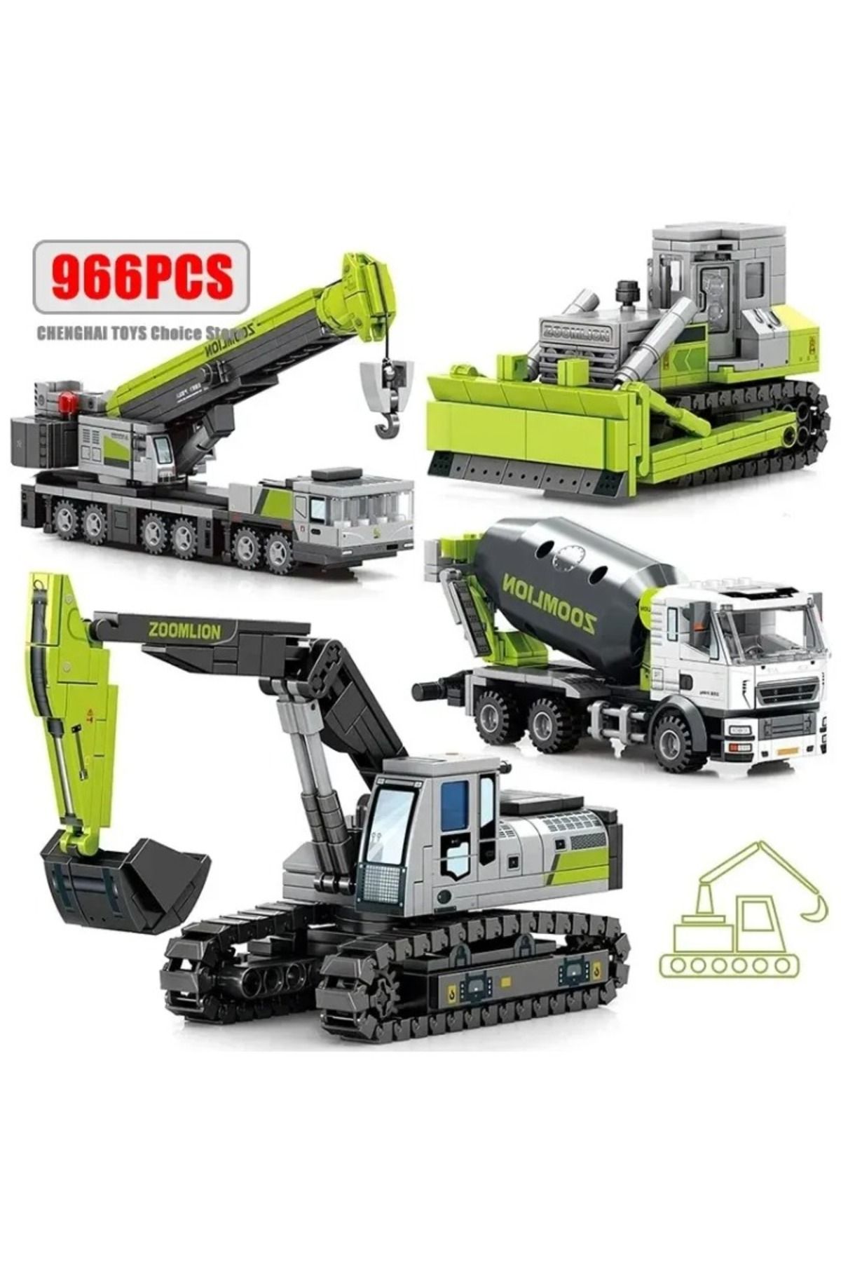 Hot Toys-City Engineering Trucks Building Blocks Crane Bulldozer Excavator Childrens Car Construction MOC ... 8