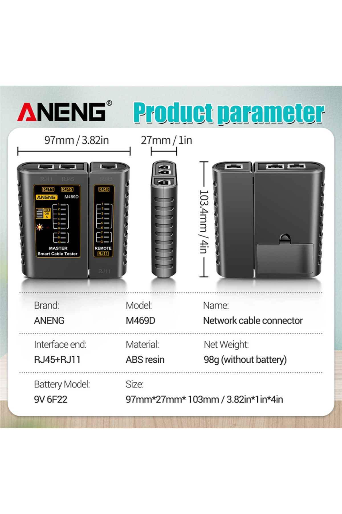 ANENG-M469D RJ45 RJ11 Network Cable Tester LAN Cable Networking Wire Telephone Line Detector Trac... 7