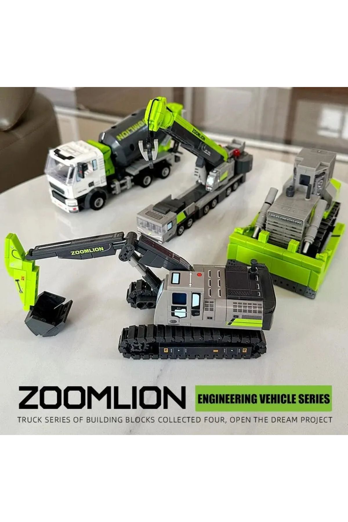 Hot Toys-City Engineering Trucks Building Blocks Crane Bulldozer Excavator Childrens Car Construction MOC ... 4