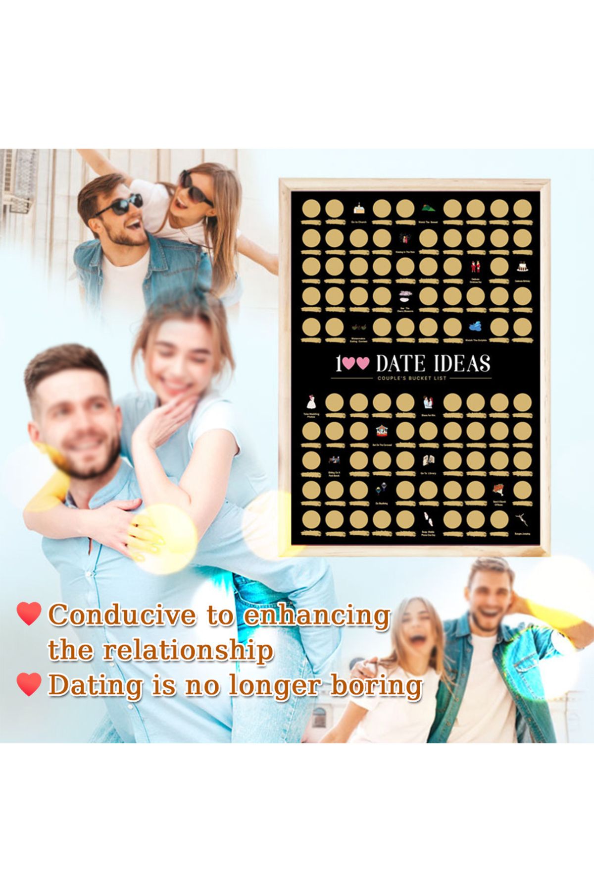 Choice-100 Things To Do Between Couples Love Games Wall Mounted Scratch Off Poster 100 Dates Scratch Off... 4