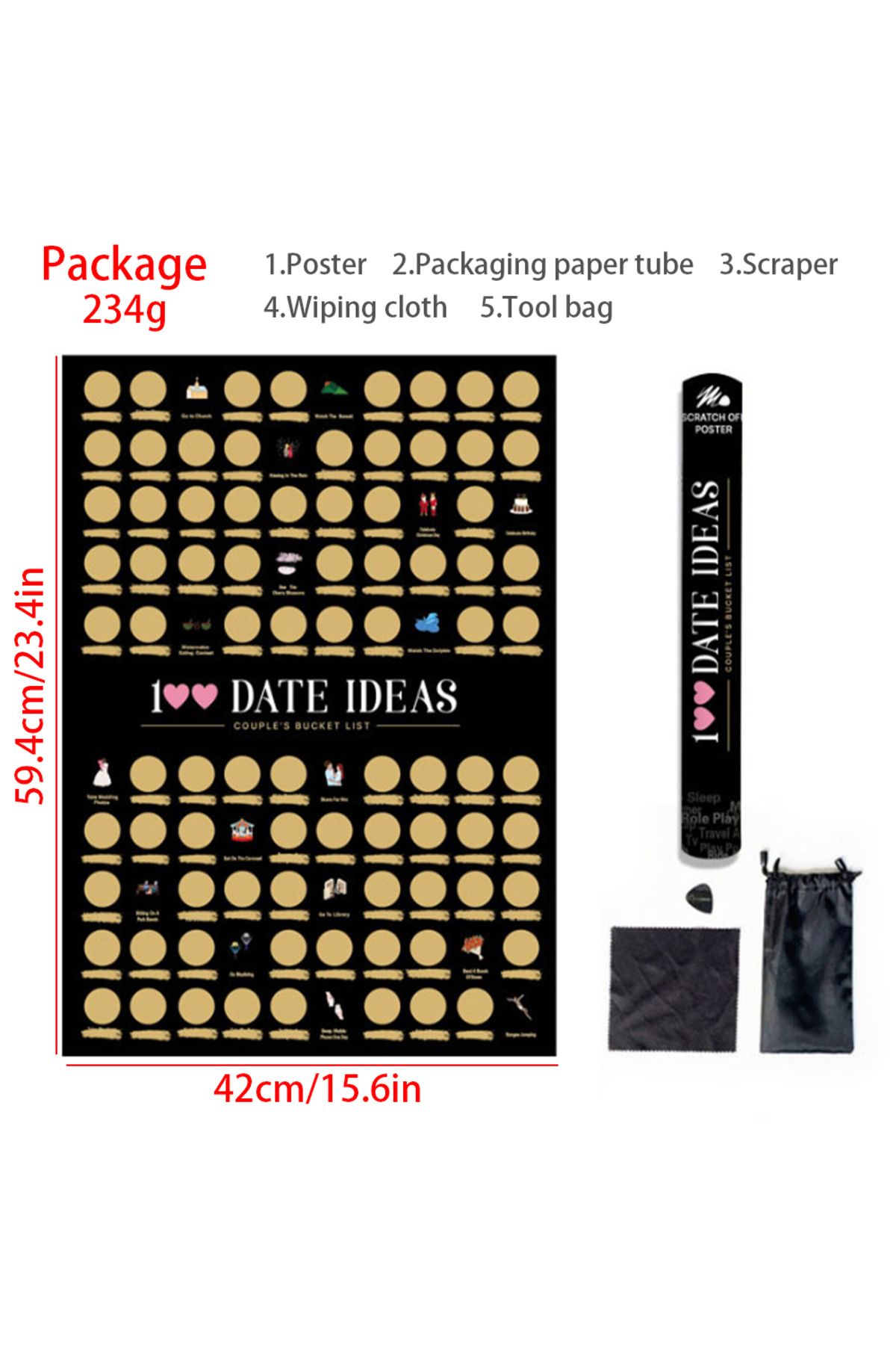 Choice-100 Things To Do Between Couples Love Games Wall Mounted Scratch Off Poster 100 Dates Scratch Off... 1
