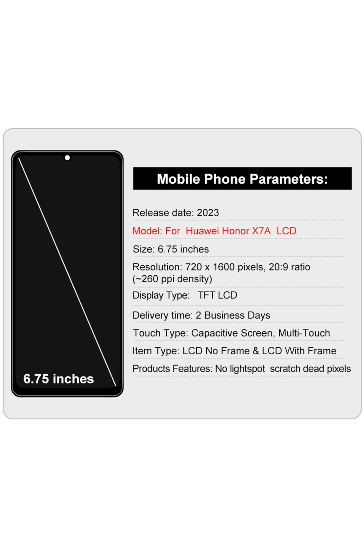 Lyncense-CHOICE 6.75" TFT Display For Huawei Honor X7A LCD RKY-LX1 RKY-LX2 Touch Screen For Honor X7A LCD ... 2