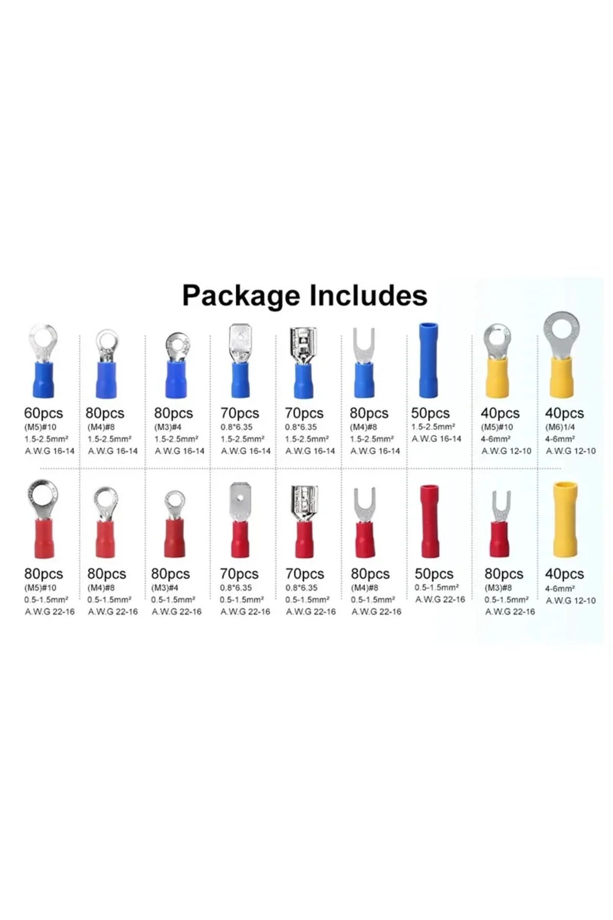 Choice-280 قطعة جديدة من موصلات الكابلات المعزولة، سلك كهربائي، مجذاف، حلقة مؤخرة، شوكة، مجموعة حلقات، عروات ملفوفة 6