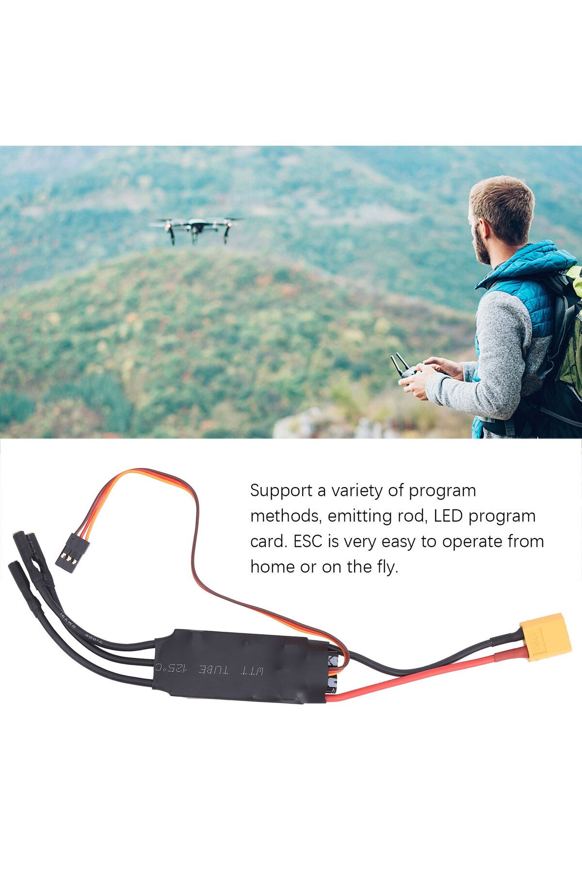 Choice-40A Brushless ESC Speed Controller 5V/3A BEC Output for RC Drone Airplanes Accessory Drone ESC 40... 5