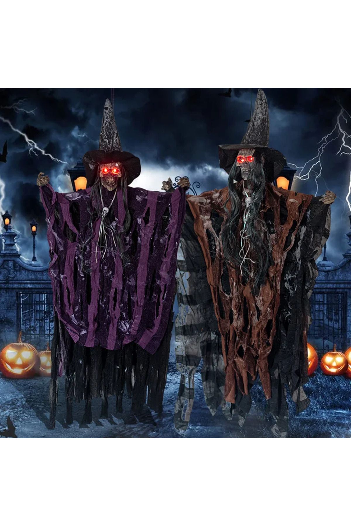 Choice-Halloween Skeleton Pendant Witch Hanging Ghost Glowing Eyes Horror Doll Spooky Party Home Garden ... 2