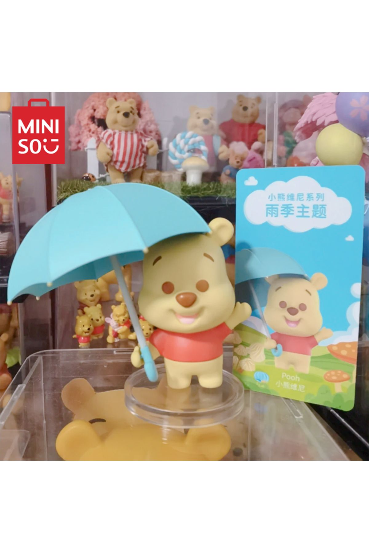 Miniso-MINISO Blind Box Winnie the Pooh series rainy season theme model doll kawaii animation surroundin... 2
