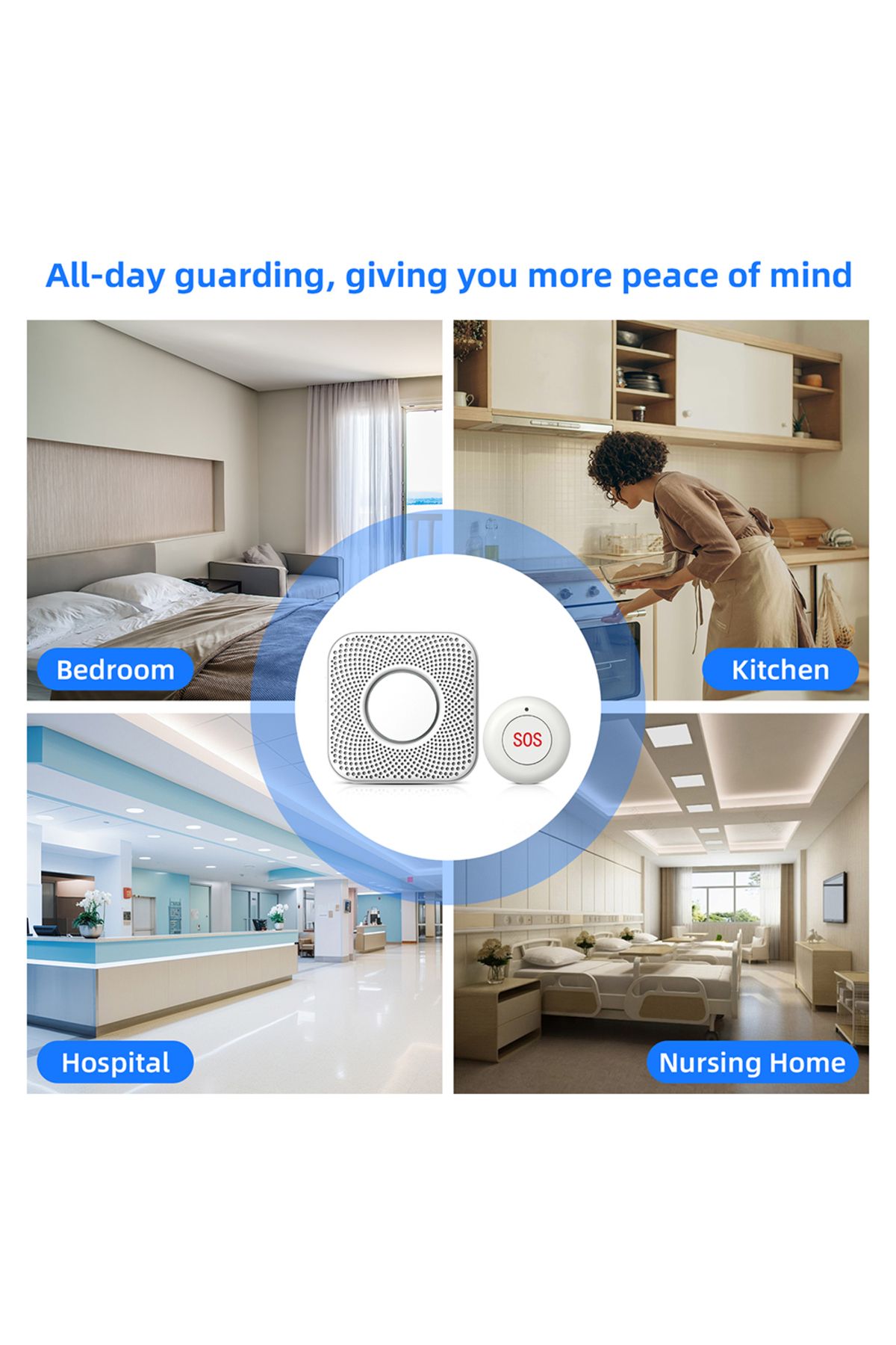 GauTone-Wireless SOS Button Caregiver Page Emergency Medical Alert System for Seniors Patients Elderly At... 4