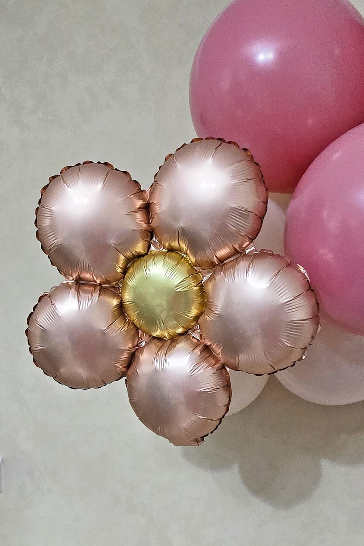 Baloncum Retro Papatya Rose Gold Renk Papatya Folyo Balon
