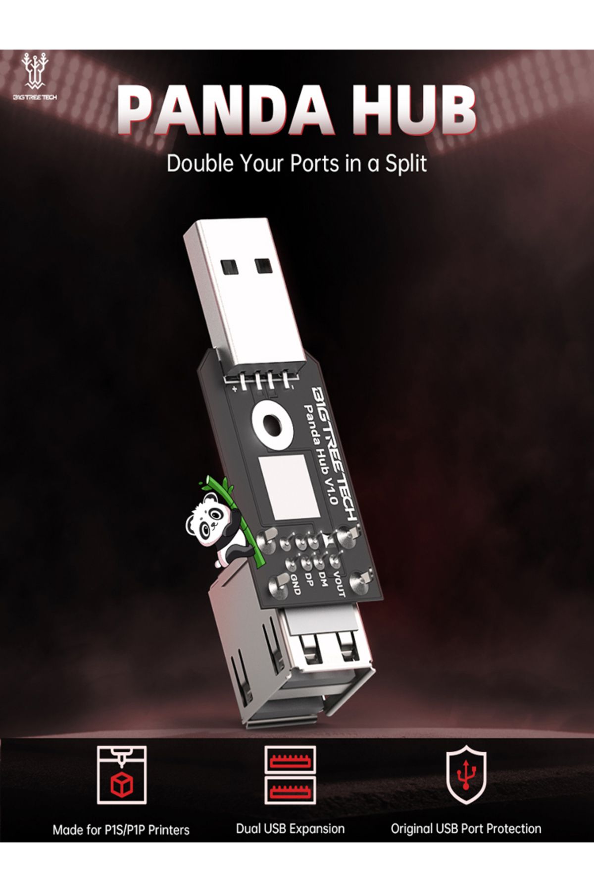 BIGTREETECH-Panda Hub Original USB Port Protection 3D Printer Parts For Bambu Lab P1S P1P 3D Prin... 7