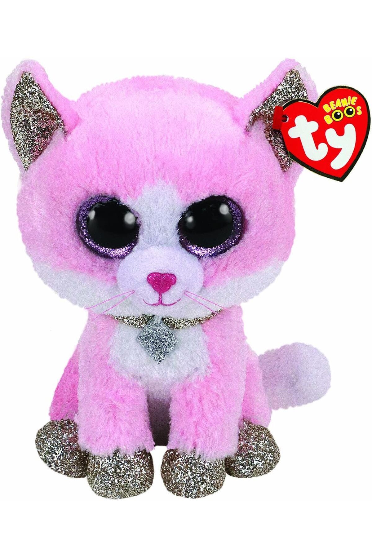 yusuftex srht UK LTD 36489 Fiona Kedi Beanie Boo Orta Pembe Med, Çok Renkli  721051